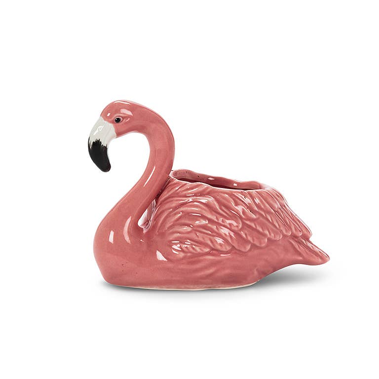 Sm Pink Flamingo Planter-3
