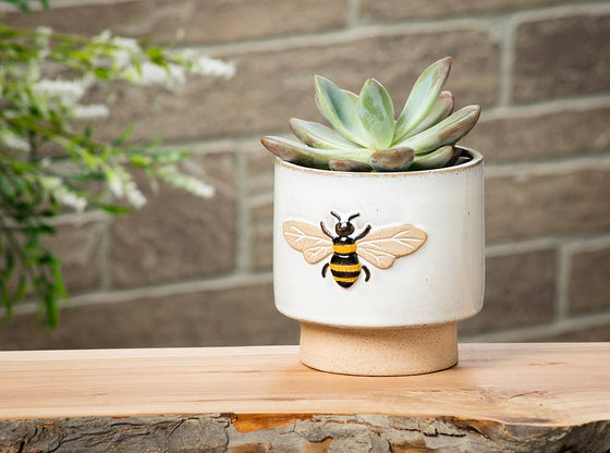 Md Single Emboss Bee Planter-4" H