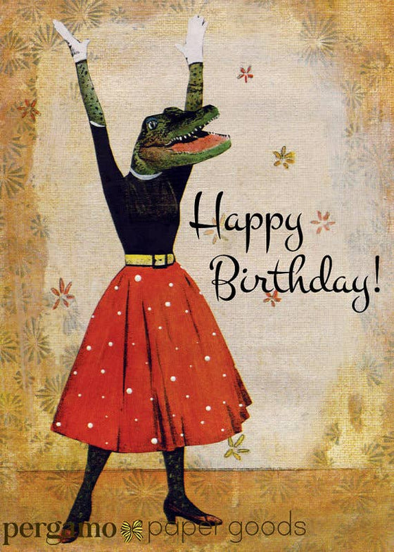 Alligator Birthday Greeting Card: 5" x 7" folded