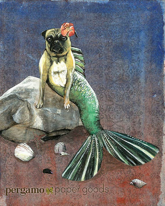 Mermaid Pug 8X10 Art Print: 8 X 10" / Signed