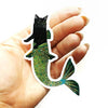 Black Cat Mermaid Sticker - 4"