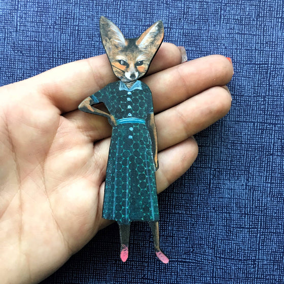 Sassy Fox Wood Magnet