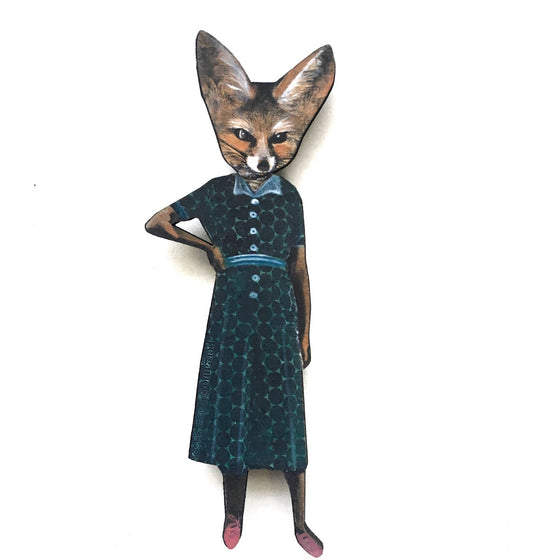 Sassy Fox Wood Magnet