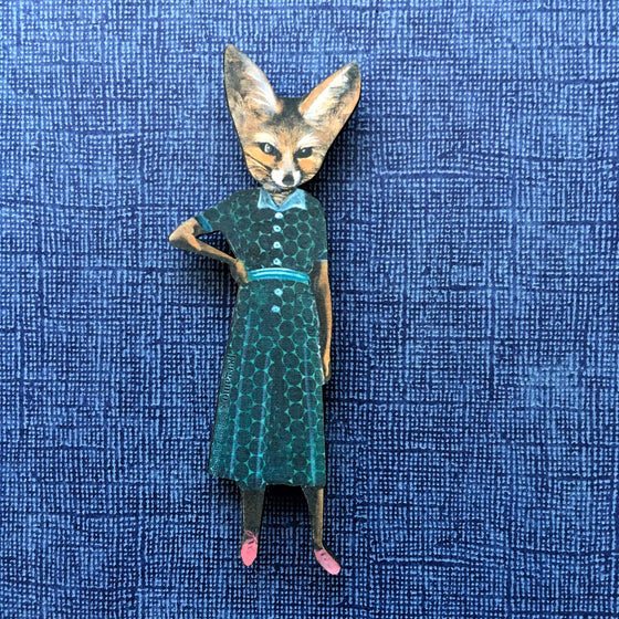 Sassy Fox Wood Magnet