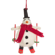  Skiing Snowman Ornament-5.5"H