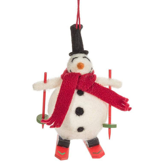 Skiing Snowman Ornament-5.5"H
