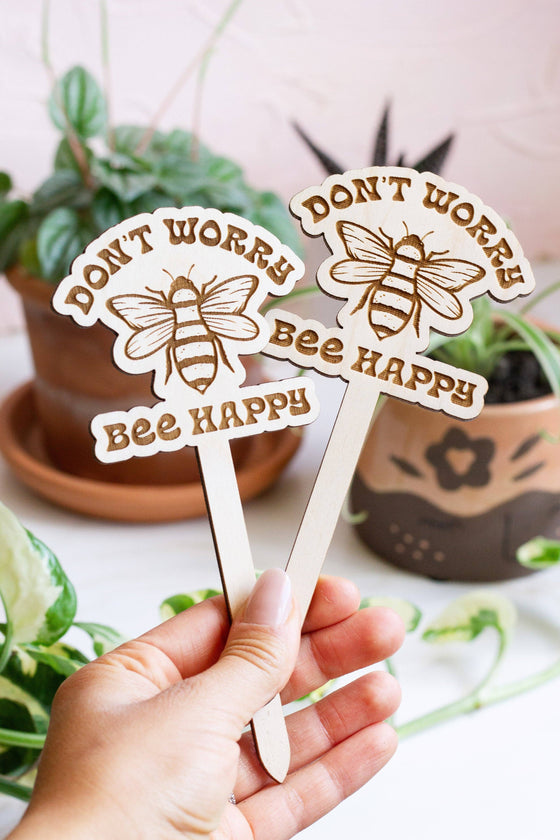 "Don't Worry Bee Happy" Plant Stake