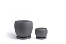  8"+12" Nested Bollé Pots w/Water Saucers - 2pc/cspk: Granite