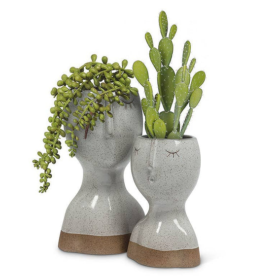 Sm Eyes Closed Face Vase-5.5" H