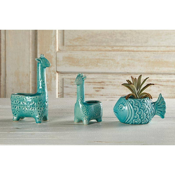 Lake Blue Giraffe Planter - Large