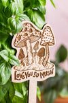 Mushroom Wooden Plant Stake