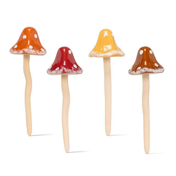 Small Wobbly Dot Mushroom Stake-4 Assorted-7"H