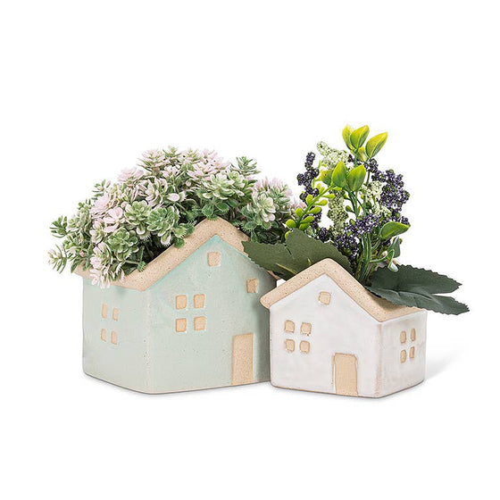 Sm House Planter-Aqua-3.75"L