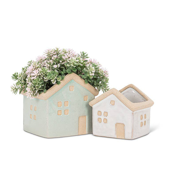 Sm House Planter-Aqua-3.75"L