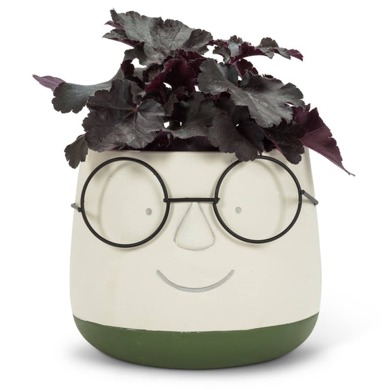 Lg Face Planter w/Glasses-6"D-1497