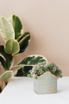 Sm House Planter-Aqua-3.75"L