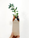 Succulent in Skinny Cat Vase-6"H: Brown