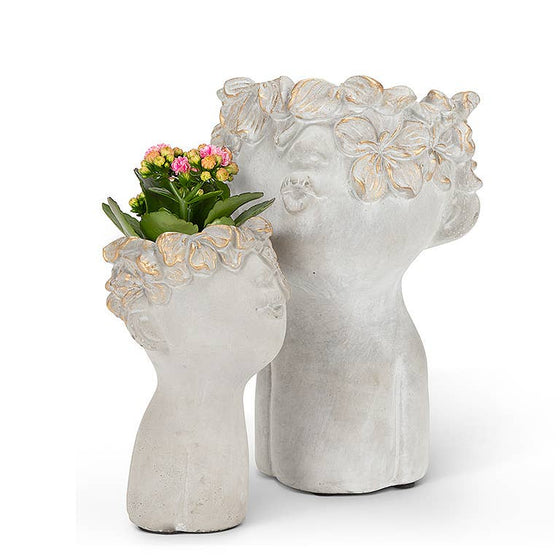 Lg Kissing Face Planter w/Gold-10"H-551