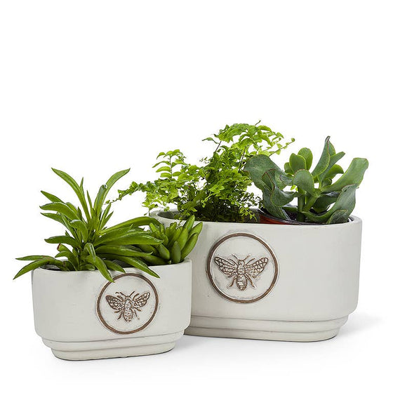 Sm Bee Crest Oval Planter-3"H