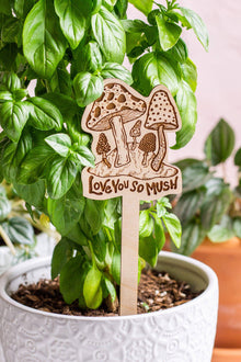  Mushroom Wooden Plant Stake