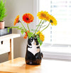 Large Black & White Sitting Cat Vase-3"D