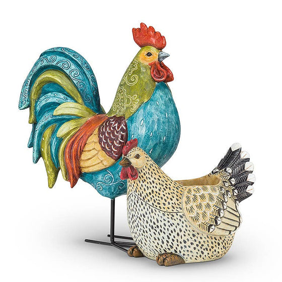 Blk Tail Rooster Planter-9"L-1219