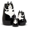 Large Black & White Sitting Cat Vase-3"D