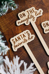 Funny Christmas Wooden Plant Markers: On the nice list