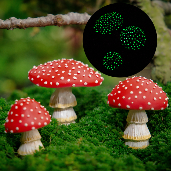 Mushrooms for Garden - Set of 3-  Glow in the Dark