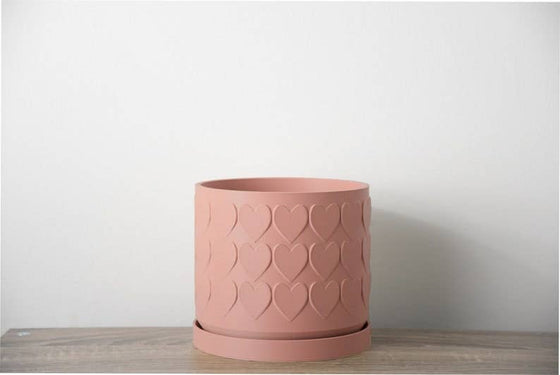 The Heart Planter in Country Pink: 7 / With Drip Tray