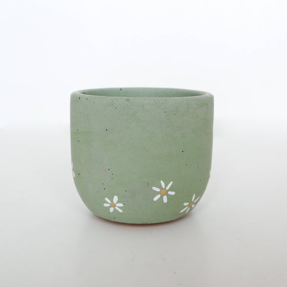 Bell Planter - Green with Daisies - 3in