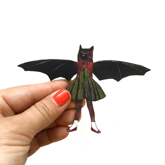 Bat Girl Laser Cut Wood Magnet