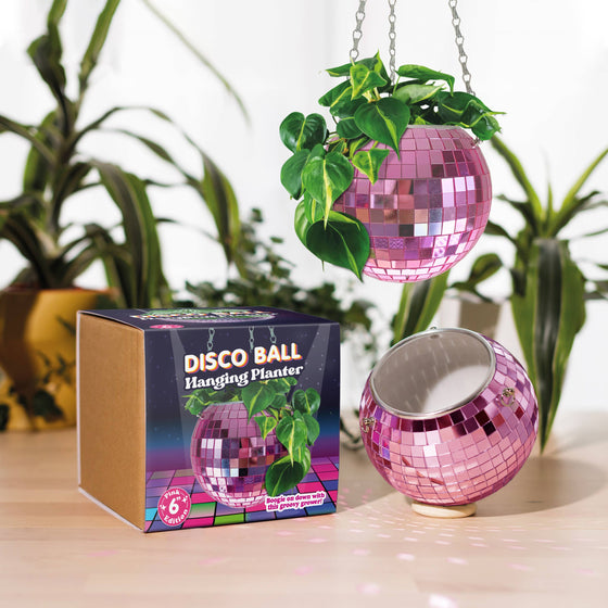 Disco Ball Hanging Planter: Pink (6-inch)