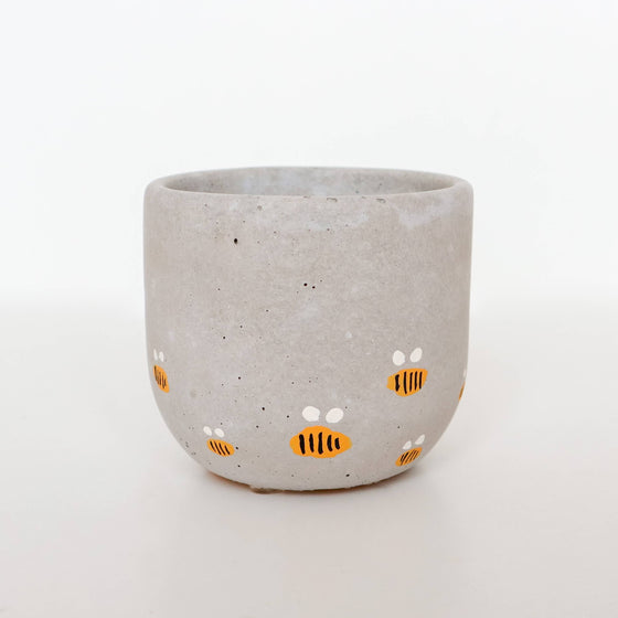 Bell Planter - Concrete with Bees - 3"